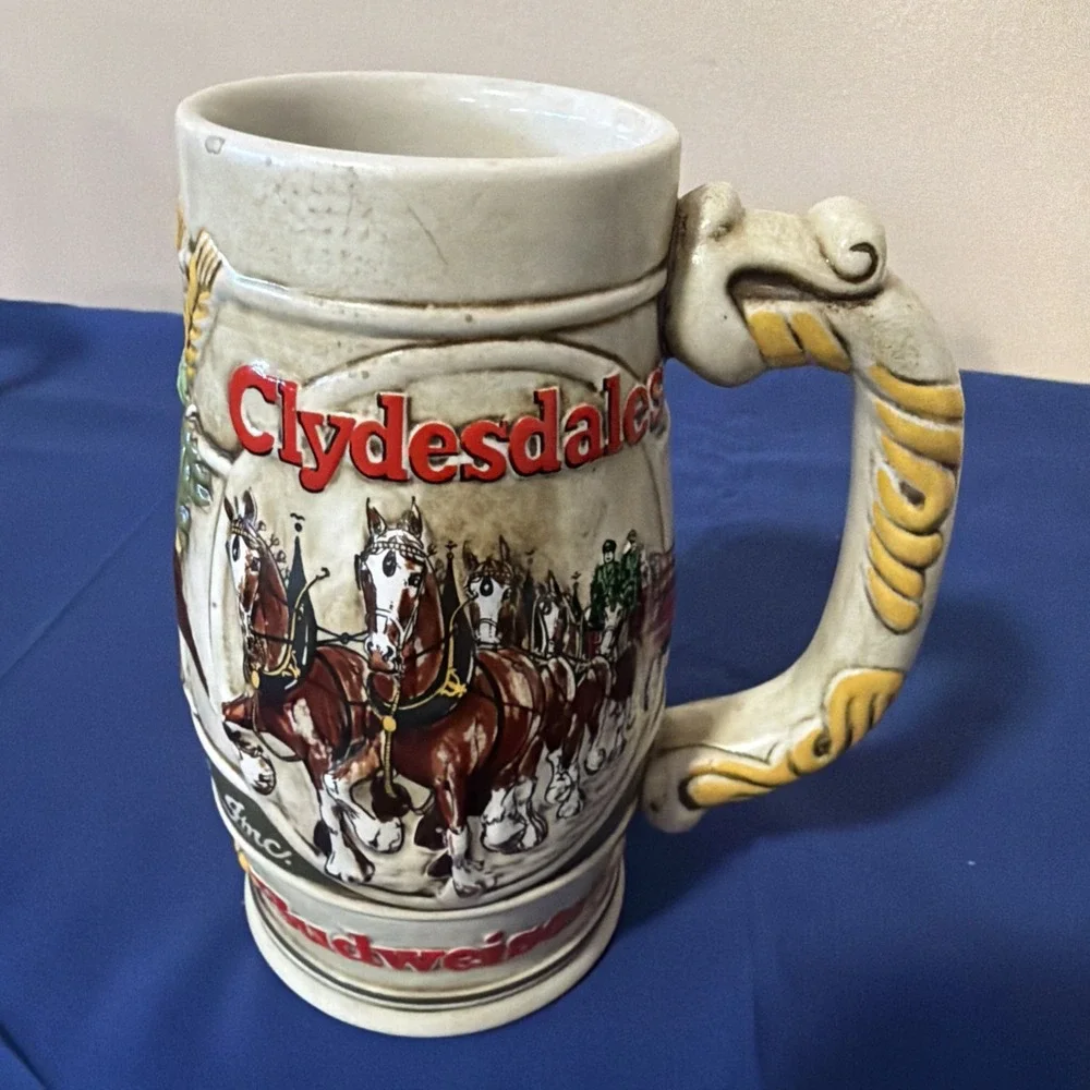 Vintage Anheuser Busch Budweiser Clydesdale Beer Stein Mug Ceramarte Brazil 1983
